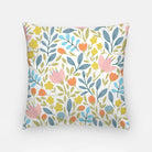 Flat Leaf Floral Monogram Pillow Cover 18" Blue Classic Pillow Covers