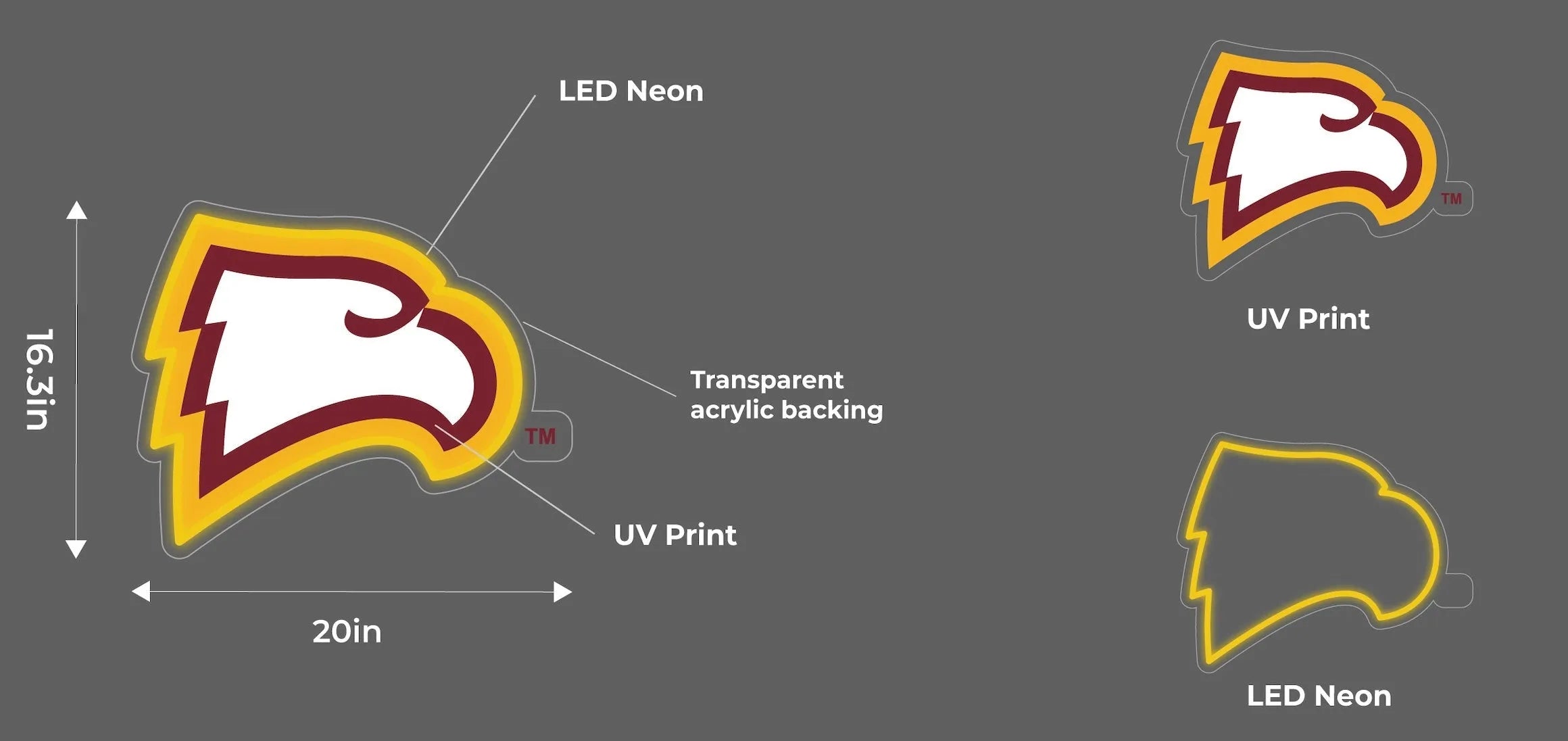 Winthrop University LED UV Print Neon Sign w/ Dimmer - 20" Neon Signs