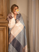 Tan & Arctic Gray XL 60x80 Plaid Sherpa Throw Blanket Throw Blankets