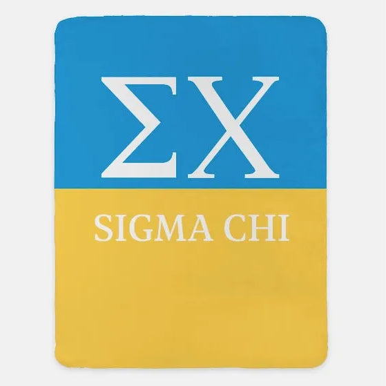 Sigma Chi XL 60x80 Blanket - Color Block Blue Gold Throw Blankets