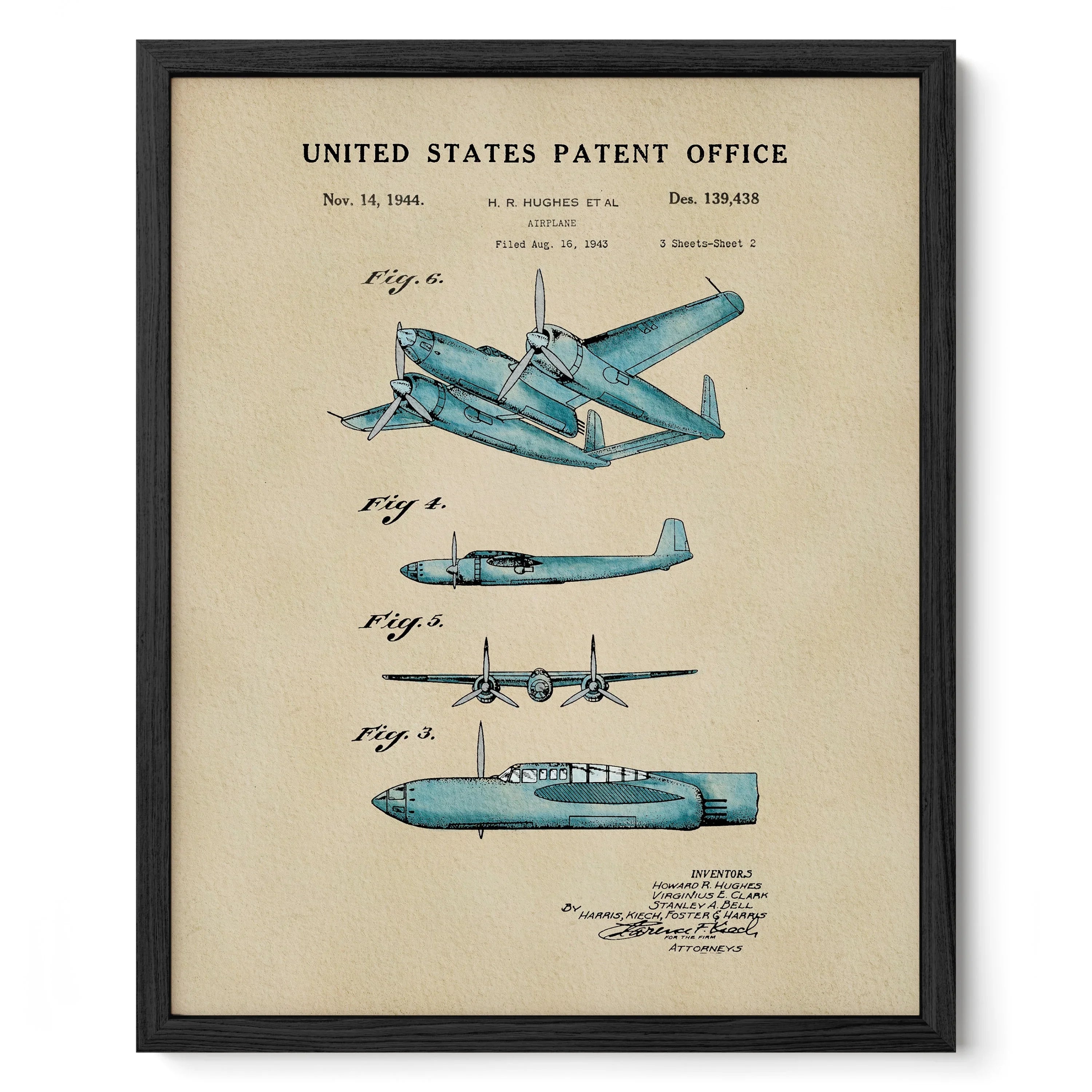 Vintage Airplane US Patent Art Print | Guys Dorm Decor | Wall Art