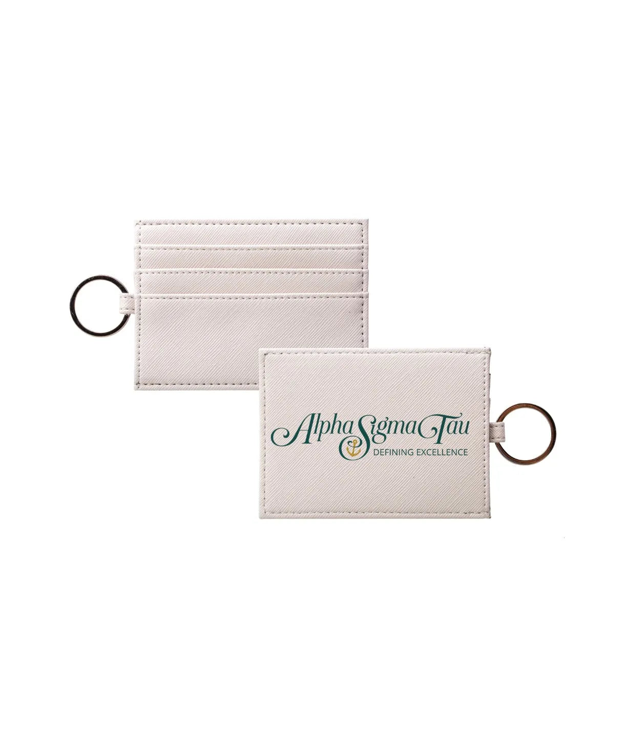 Alpha Sigma Tau Vegan Saffiano Leather Cardholder - Traditional Travel Wallet