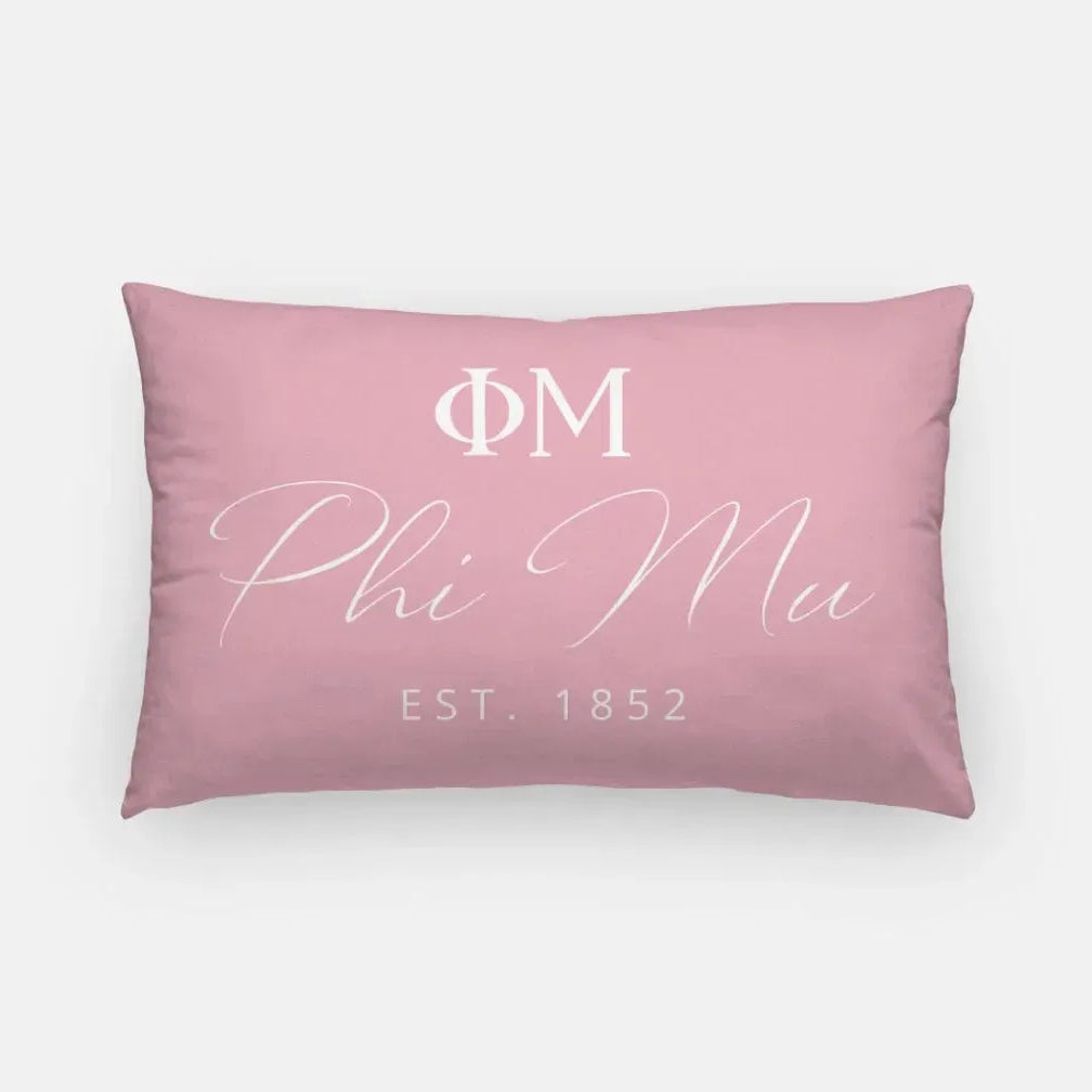Phi Mu 1852 Lumbar Pillow Cover Blush Pillow Covers