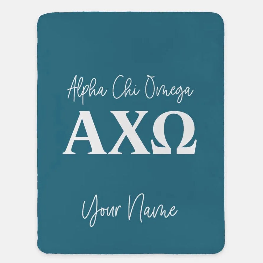 Personalized Alpha Chi Omega XL 60x80 Sherpa Blanket Vega Throw Blankets