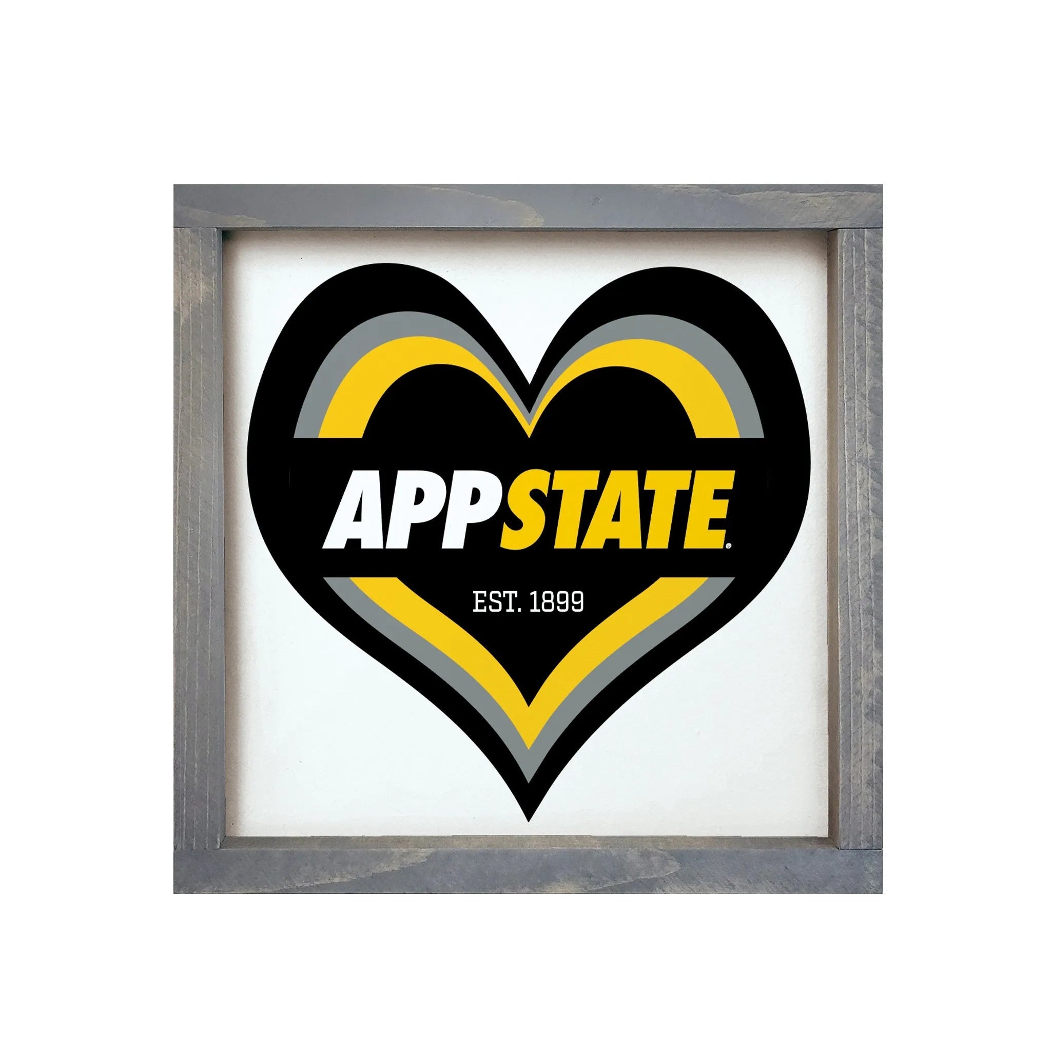 APP STATE 12x12 Wood Framed Sign - Heart Weathered Gray Wall Art & Signs