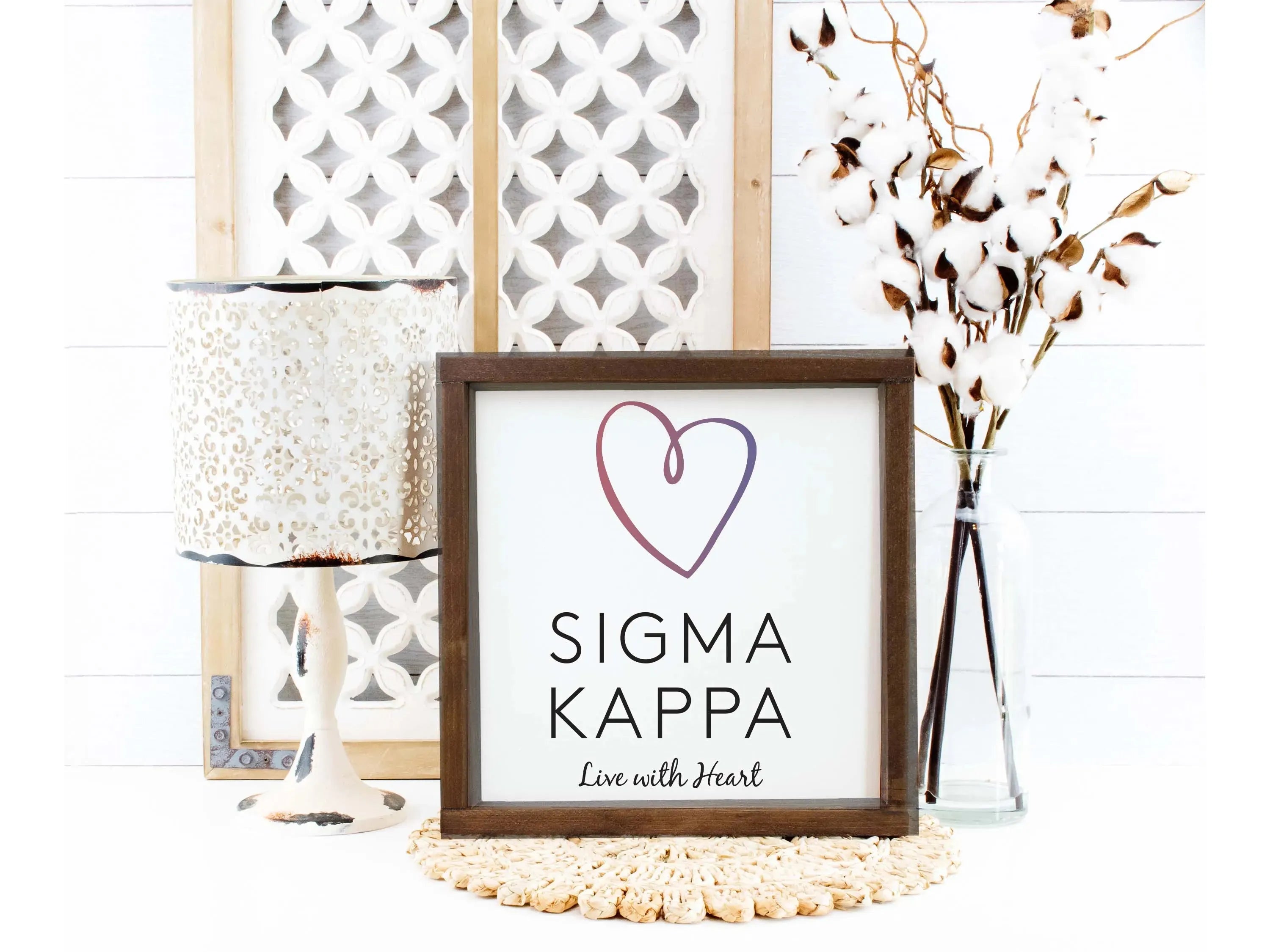 Sigma Kappa 12x12 Traditional Wood Framed Sign Wall Art & Signs