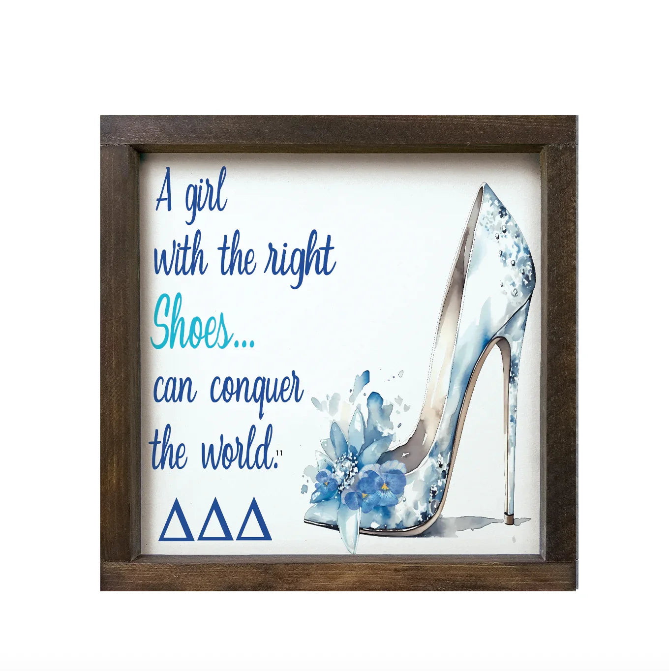 Tri Delta 12x12 Wood Framed Sign - The Right Shoes | Wall Art