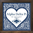 Alpha Delta Pi 12x12 Wood Framed Sign - Mandala Heart Walnut Stain Wall Art & Signs