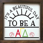 Alpha Gamma Delta 12x12 Wood Framed Sign - Beautiful Day Walnut Stain Wall Art & Signs
