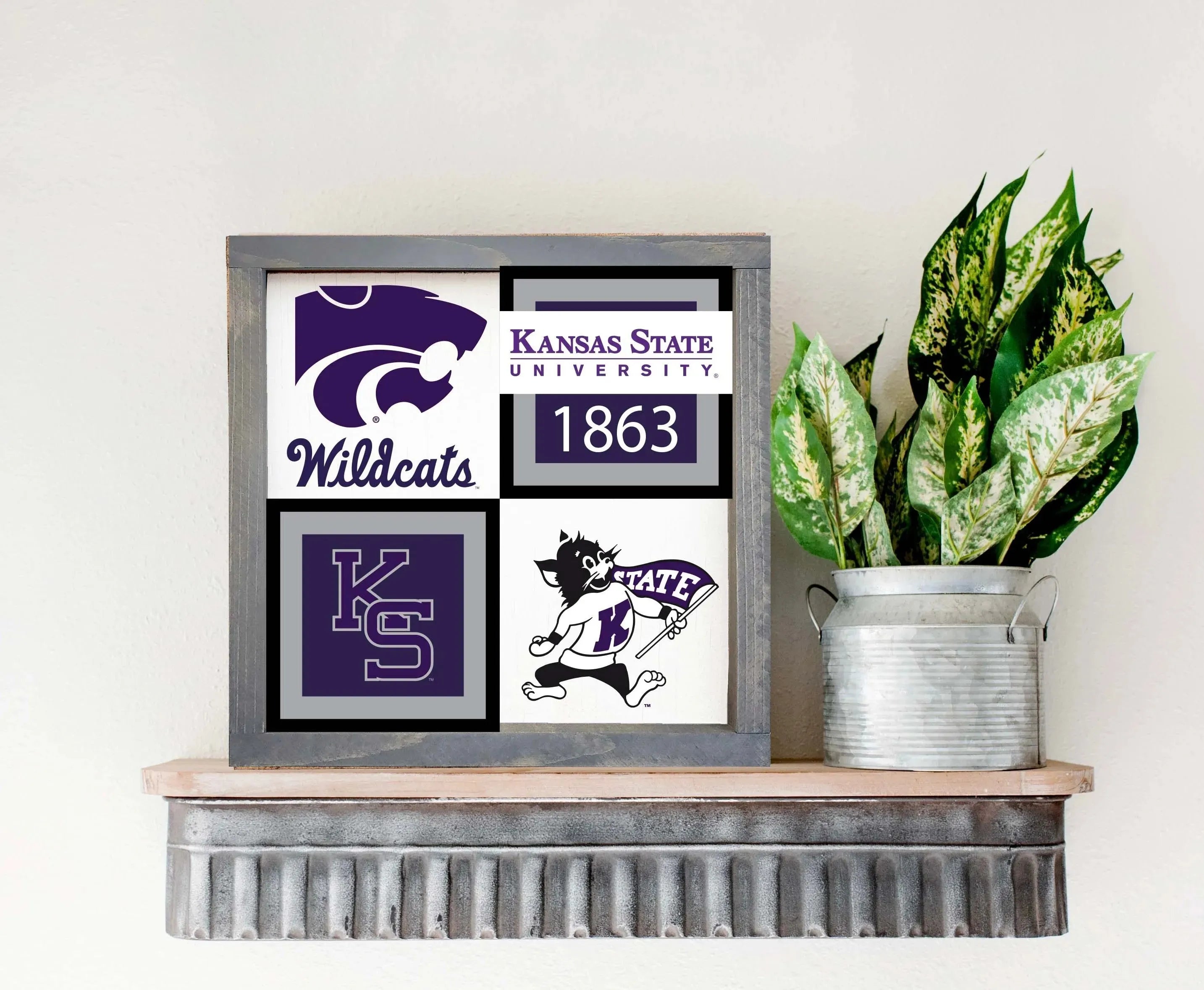 Kansas State University Framed Sign - Classic Color Block - 12"x12" Wall Art & Signs