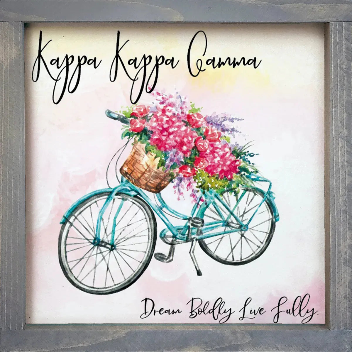 Floral Bicycle Framed Wood Sign - 12"x12" Wall Art & Signs