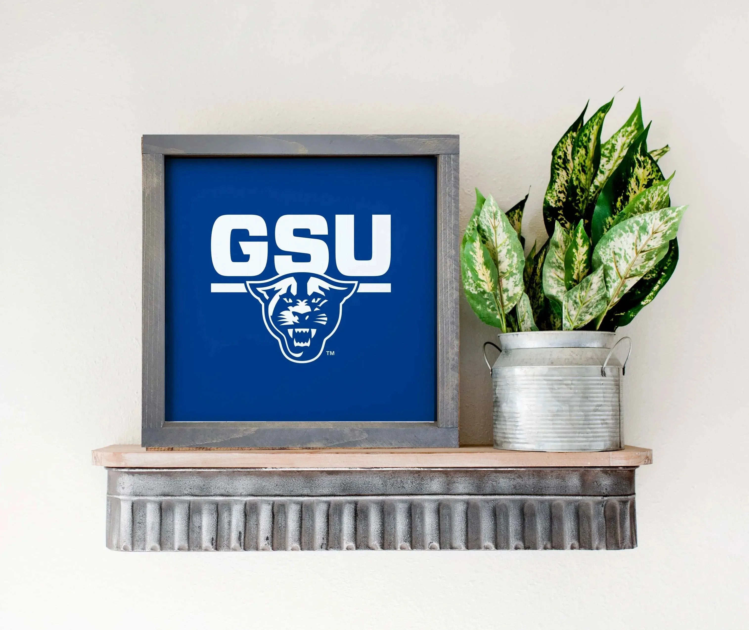 GSU 12x12 Wood Framed Sign - Blue Wall Art & Signs