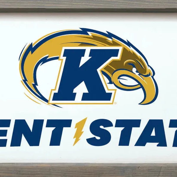 Kent State University Large 12x24 Wood Framed Sign - Golden Flashes Weathered Gray Wall Art & Signs