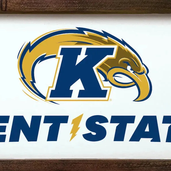 Kent State University Large 12x24 Wood Framed Sign - Golden Flashes Walnut Stain Wall Art & Signs