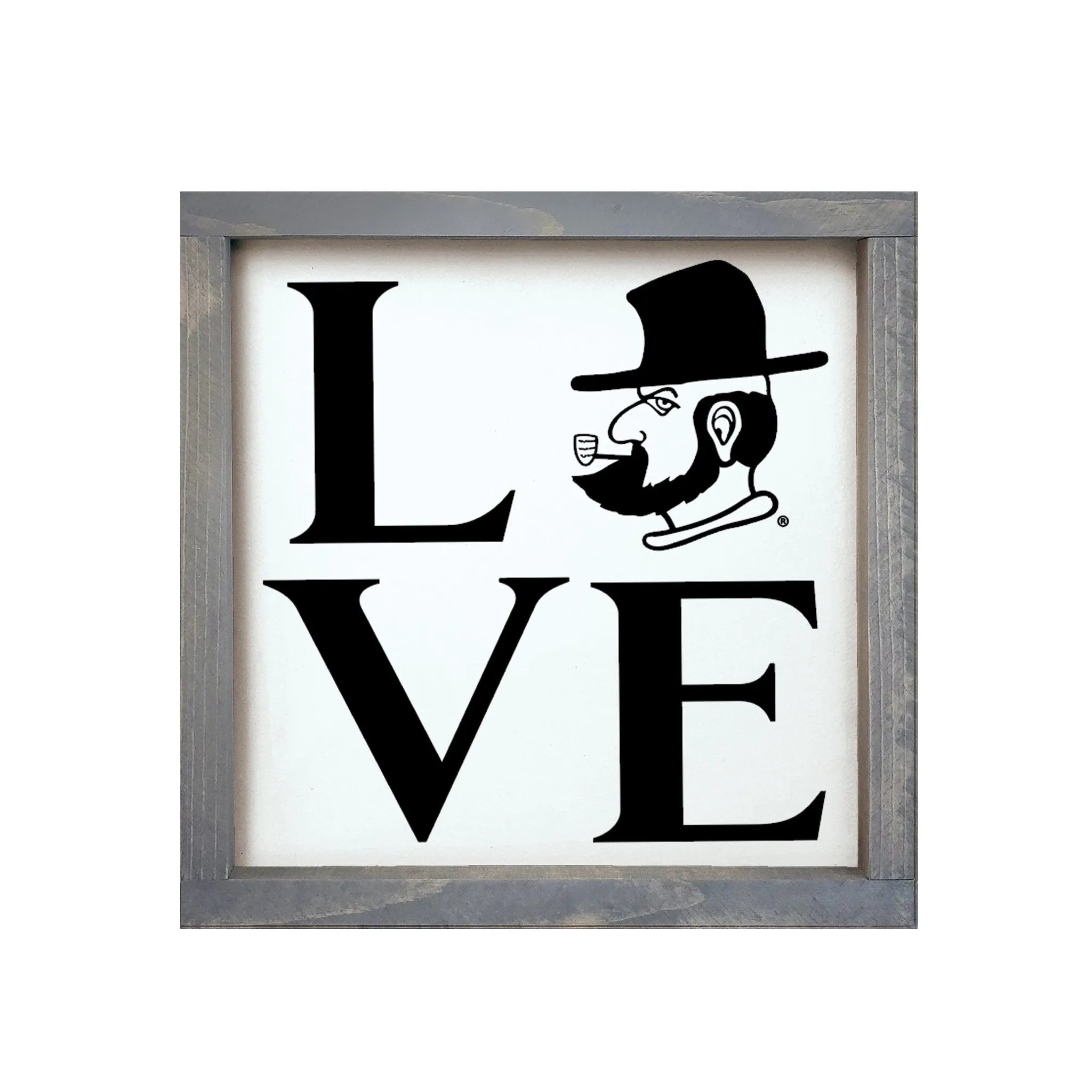 APP STATE 12x12 Wood Framed Sign - Yosef "LOVE" Weathered Gray Wall Art & Signs