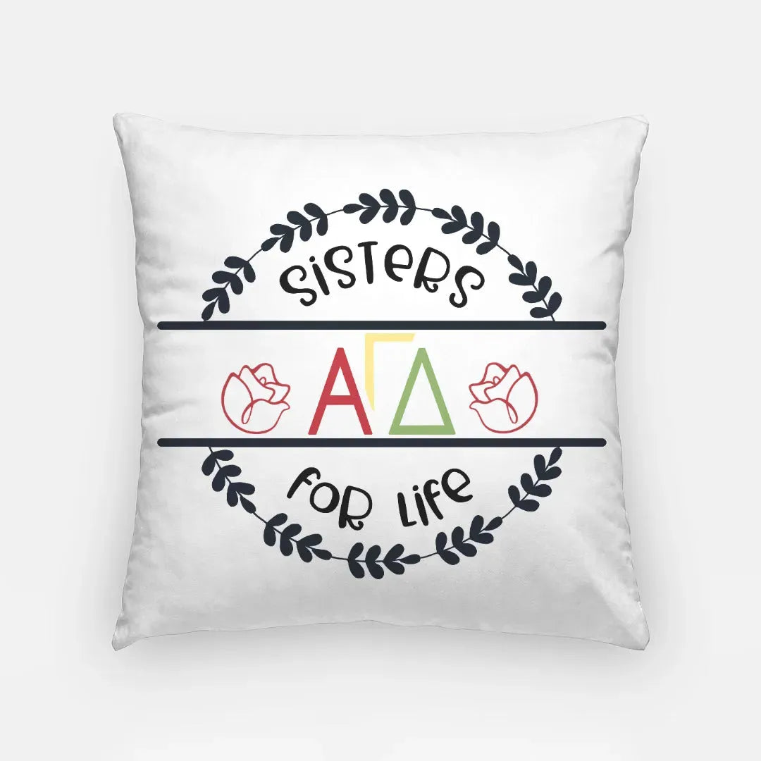 Alpha Gamma Delta 18" Throw Pillow Cover - Sisters For Life Pillow Covers
