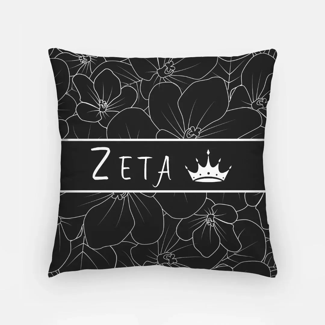 Zeta Throw Pillow Cover - Modern White Violets 18" Pillow Covers