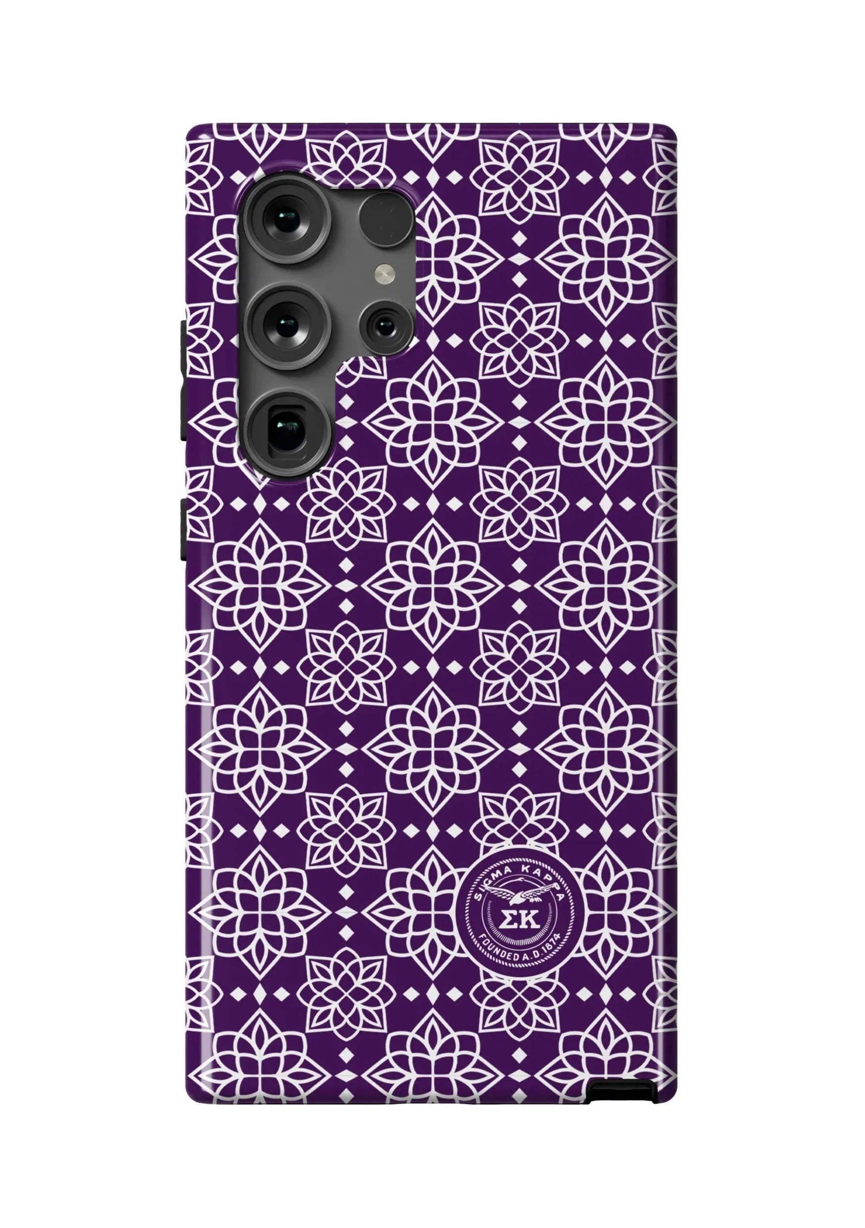 Sigma Kappa Samsung Galaxy 24, 23 Mobile Phone Case - Purple Ornate Gloss Mobile Phone Cases