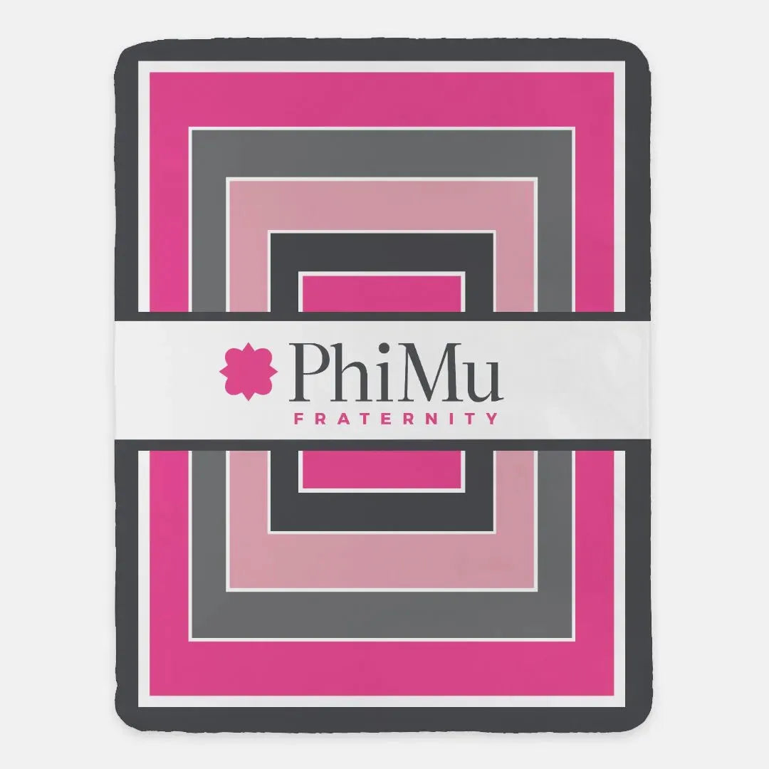Phi Mu XL 60x80 Sherpa Blanket - Geo Throw Blankets