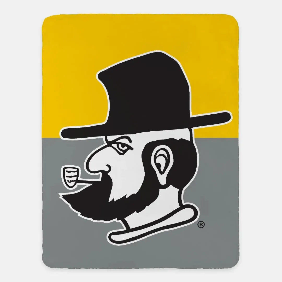 Appalachian State University XL 60x80 Sherpa Blanket - Yosef Color Block Throw Blankets