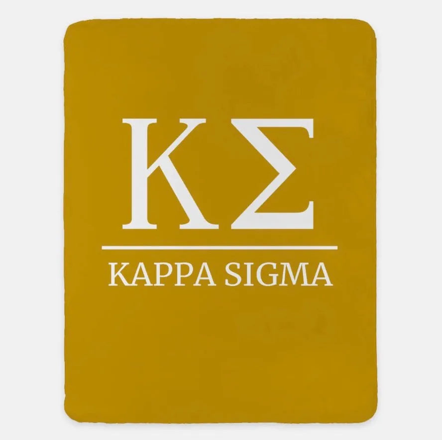 Kappa Sigma XL 60x80 Sherpa Throw Blanket Gold Throw Blankets