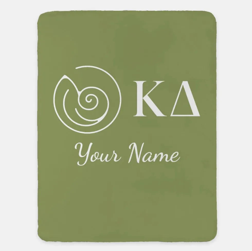 Personalized Kappa Delta XL 60x80 Sherpa Throw Blanket Olive Throw Blankets