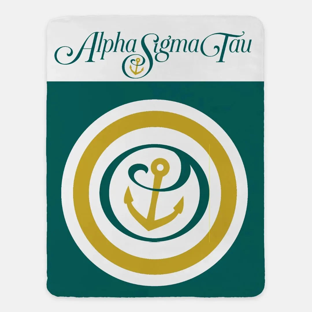 Alpha Sigma Tau XL 60x80 Sherpa Throw Blanket - Bullseye Throw Blankets