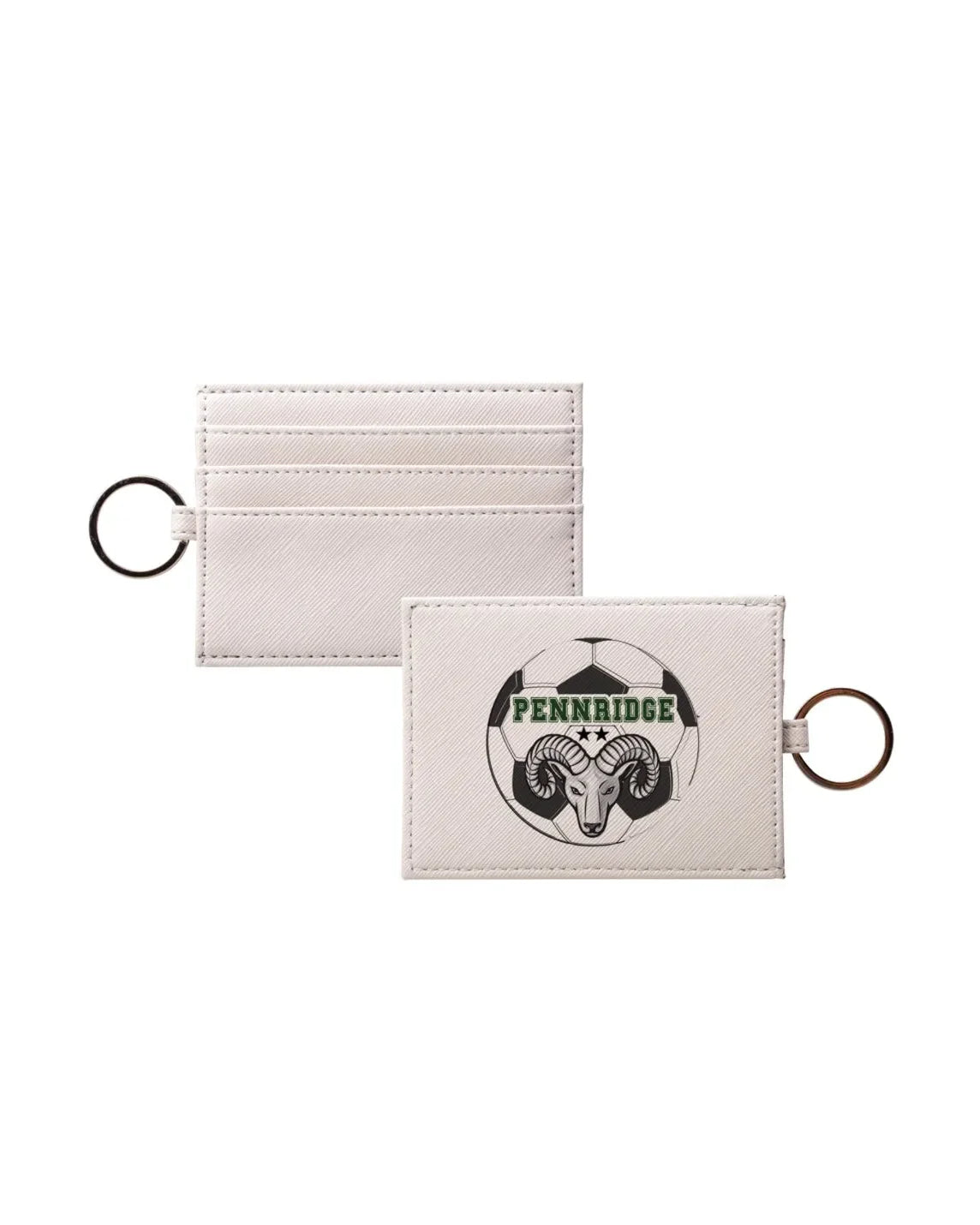 PHS Women's Soccer Vegan Saffiano Leather Keychain Cardholder - Ram Travel Wallet