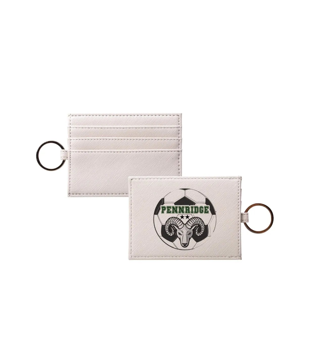 PHS Women's Soccer Vegan Saffiano Leather Keychain Cardholder - Ram Travel Wallet