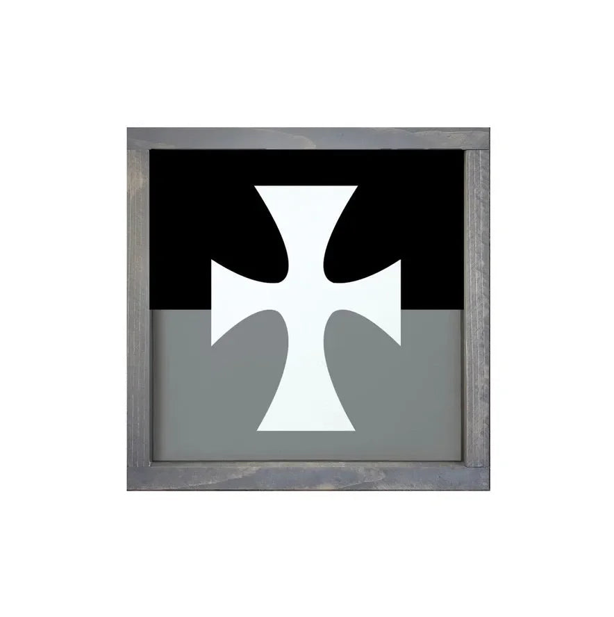 Sigma Chi 12x12 Wood Framed Sign - Flag Black Weathered Gray Wall Art & Signs