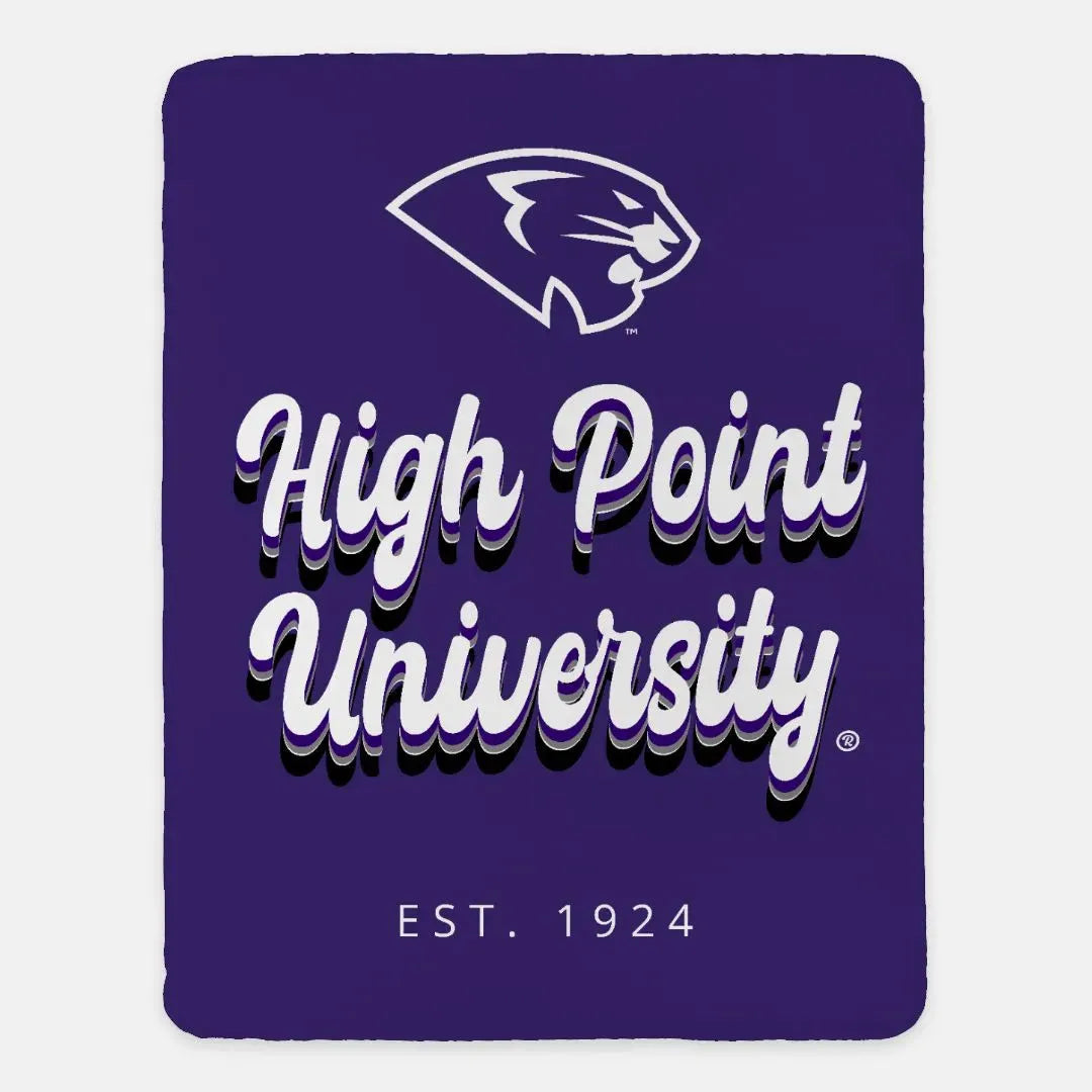 High Point University Sherpa Blanket - Retro XL 60"x80" Throw Blankets