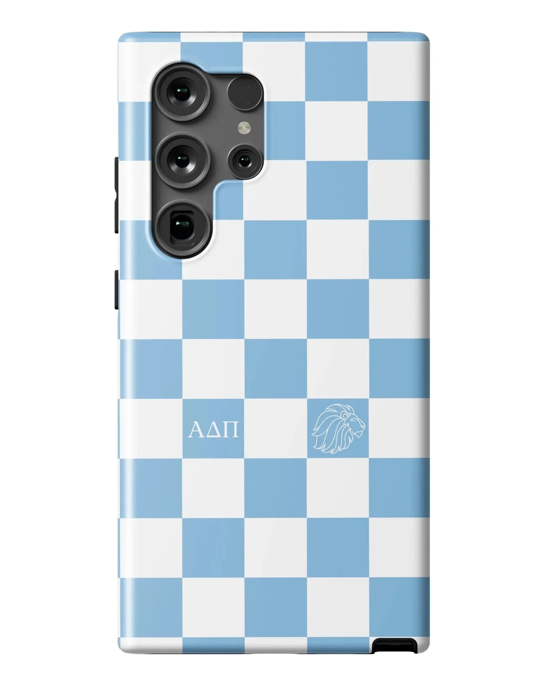 Alpha Delta Pi Samsung Galaxy 24, 23 Mobile Phone Case - Adelphean Blue Check Matte Mobile Phone Cases