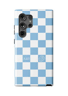 Alpha Delta Pi Samsung Galaxy 24, 23 Mobile Phone Case - Adelphean Blue Check Matte Mobile Phone Cases