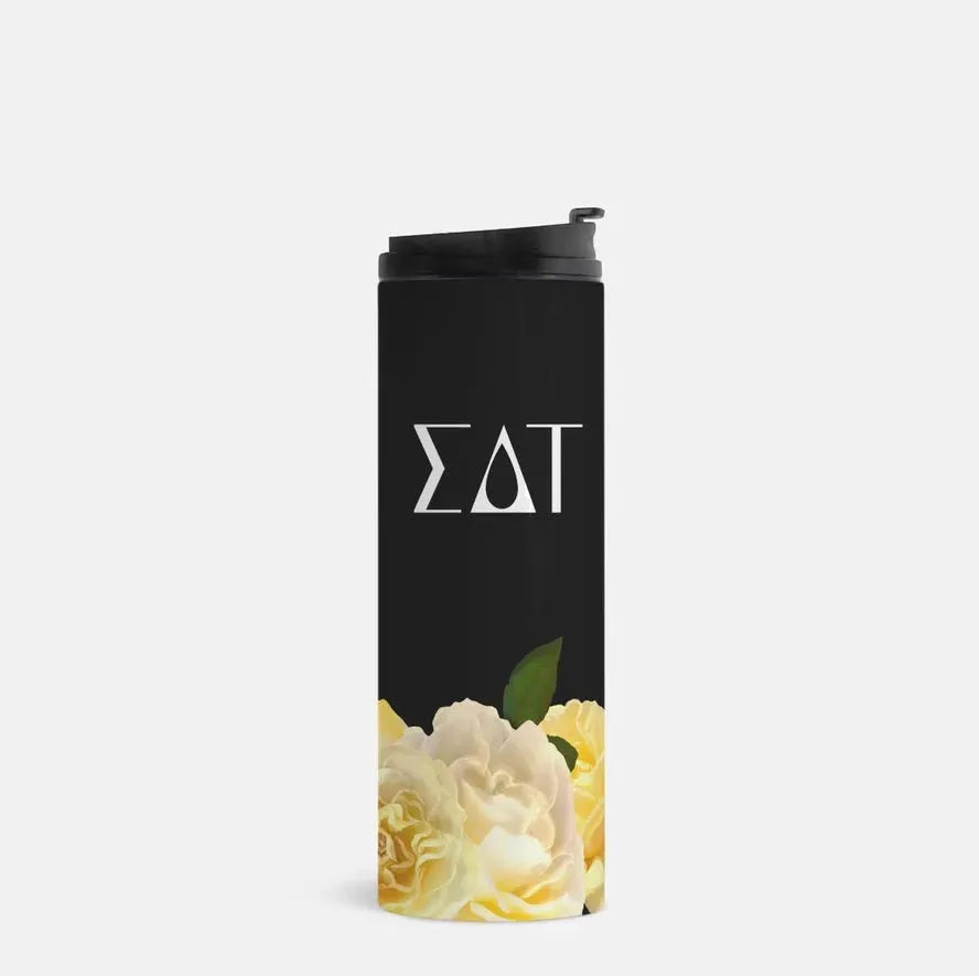 Sigma Delta Tau Thermal Tumbler - Yellow Roses Drinkware