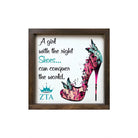 Zeta Tau Alpha 12x12 Wood Framed Sign - The Right Shoes Walnut Stain Wall Art & Signs