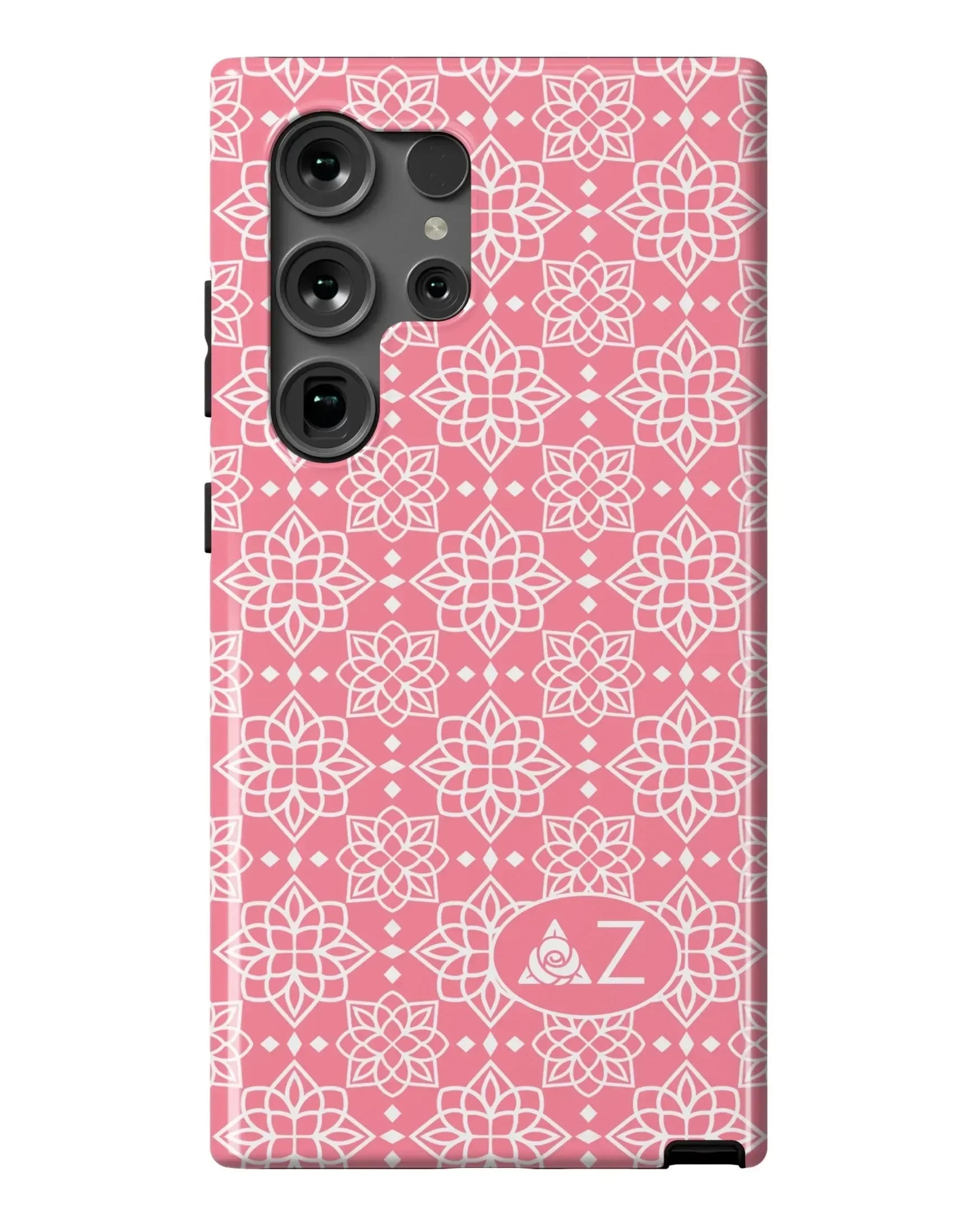 Delta Zeta Samsung Galaxy 24, 23 Mobile Phone Case - Pink Ornate Gloss Mobile Phone Cases