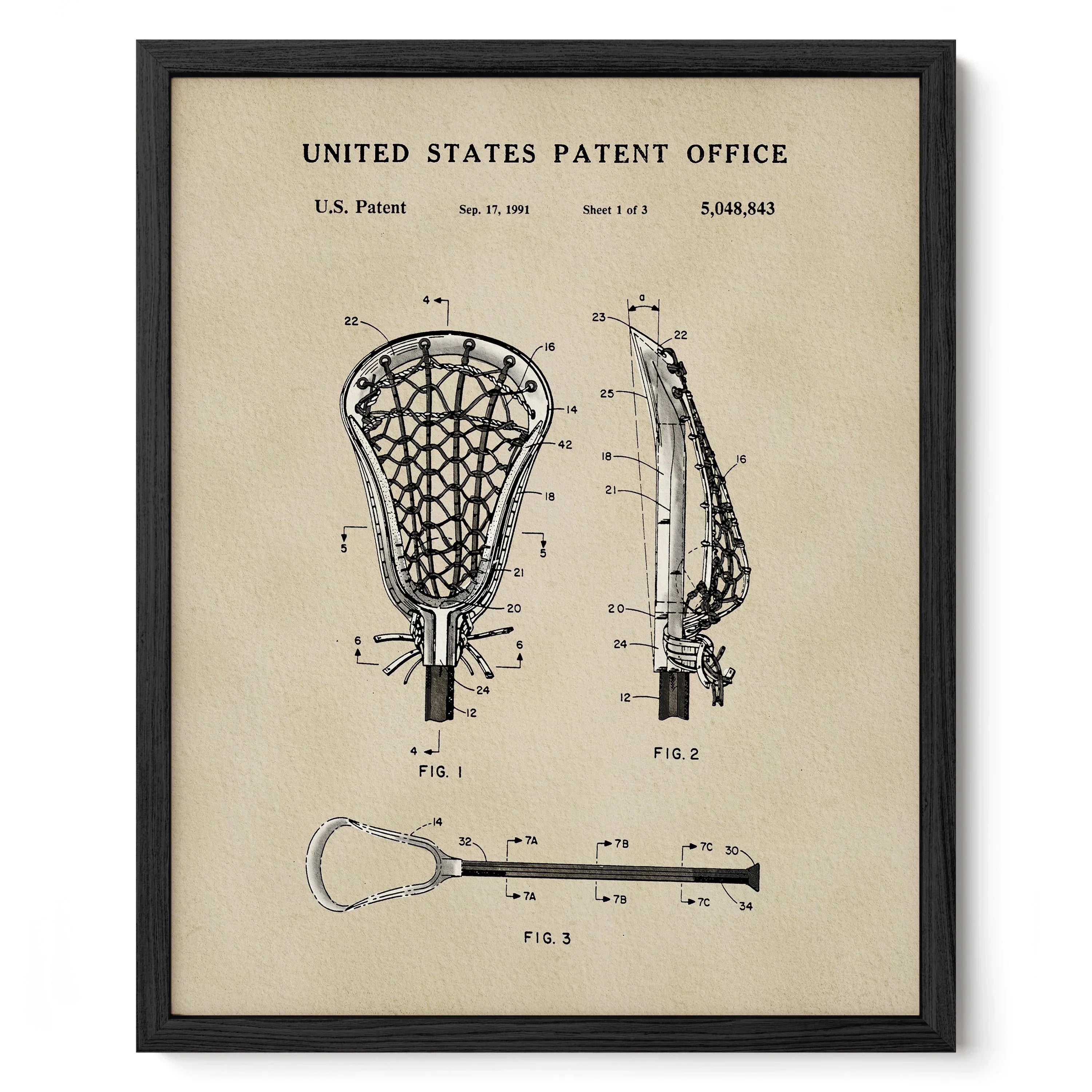 Modern Lacrosse Stick US Patent Art Print | Sports-Themed Dorm Decor