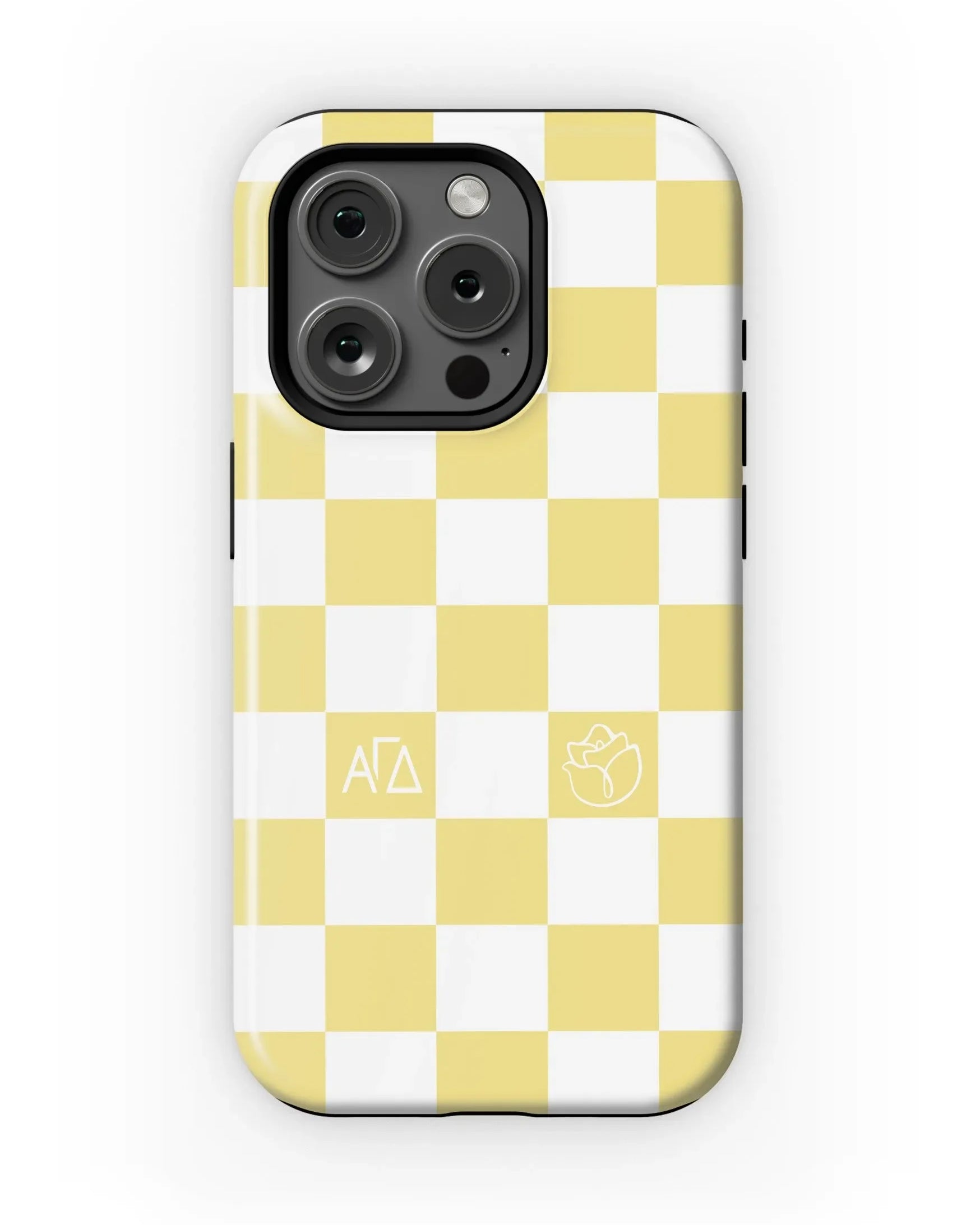 Alpha Gamma Delta iPhone 16, 15, 14 Mobile Phone Case - Buff Check Matte Mobile Phone Cases