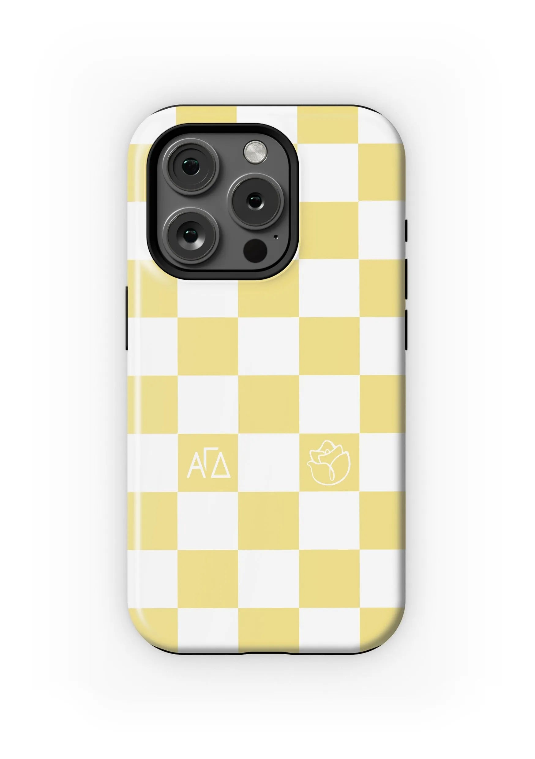 Alpha Gamma Delta iPhone 16, 15, 14 Mobile Phone Case - Buff Check Matte Mobile Phone Cases