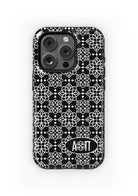Alpha Omicron Pi iPhone 16, 15, 14 Mobile Phone Case - Black Ornate Gloss Mobile Phone Cases