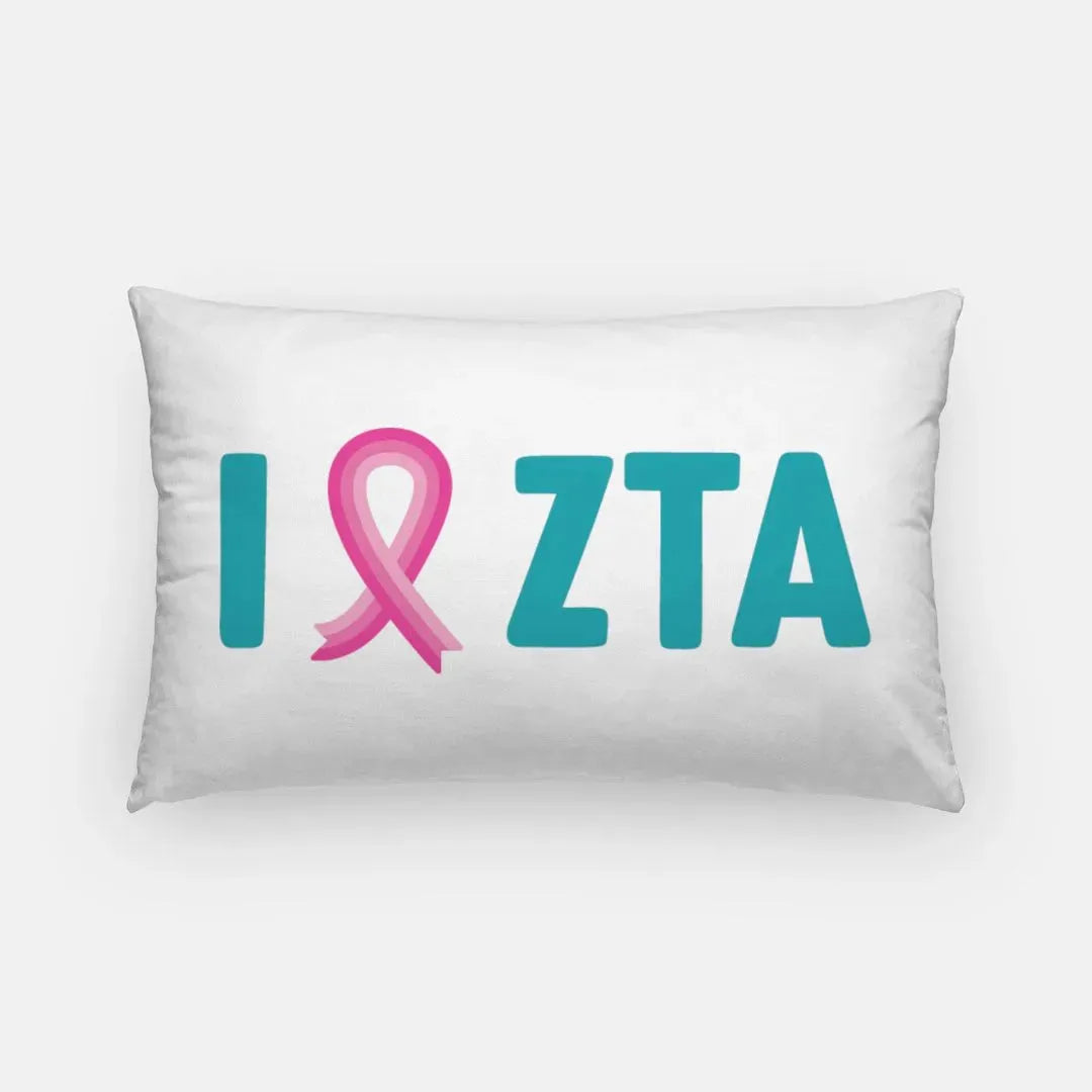 Zeta - I "Pink Ribbon" ZTA Lumbar Pillow Cover Pillow Covers