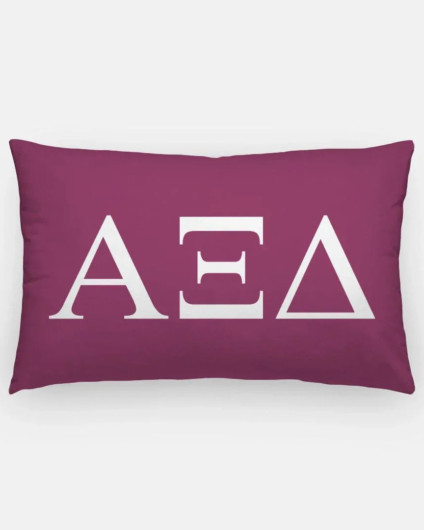 Alpha Xi Delta Lumbar Throw Pillow Greek Letters Magenta