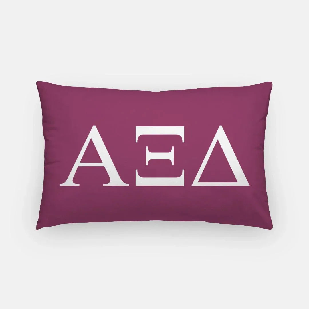 Alpha Xi Delta Lumbar Throw Pillow Greek Letters Magenta