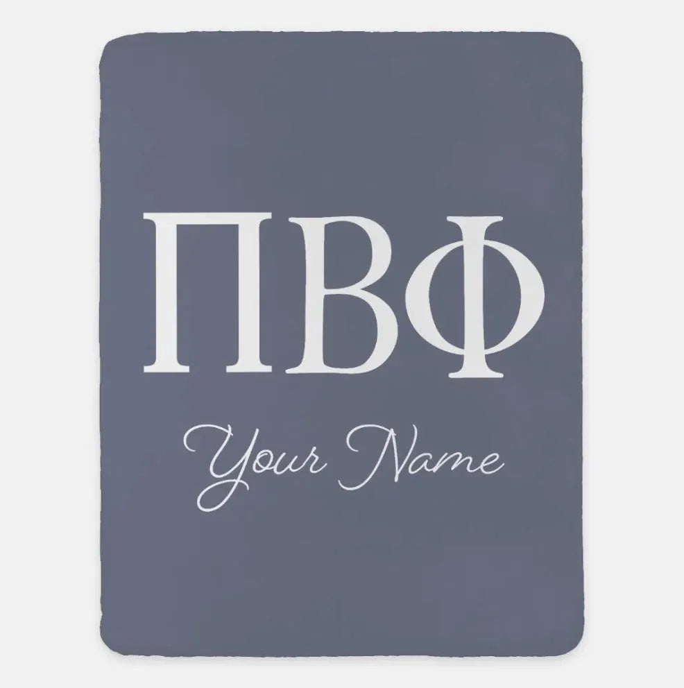 Personalized Pi Beta Phi XL 60x80 Sherpa Throw Blanket Heritage Gray Throw Blankets