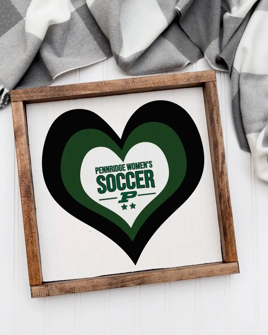Pennridge Women's Soccer 12x12 Traditional Wood Framed Sign Wall Art & Signs