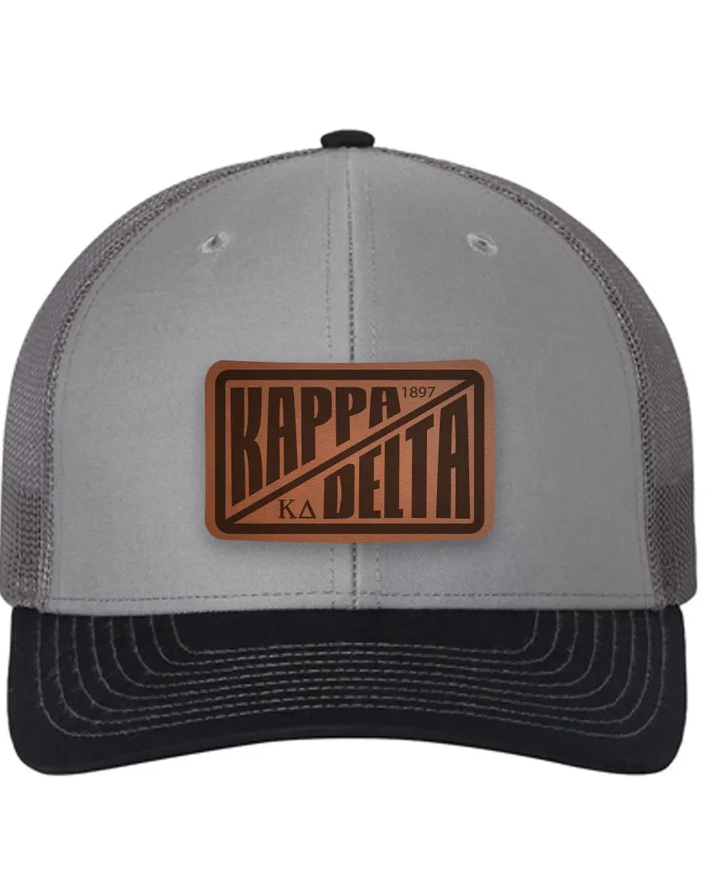 Kappa Delta Richardson 112 Leatherette Patch Trucker Hat - Divide Gray Charcoal Navy Trucker Hat