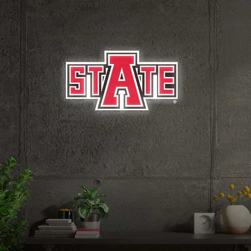 Arkansas State University "STATE" LED UV Print Neon Sign w/ Dimmer - 20" Neon Signs