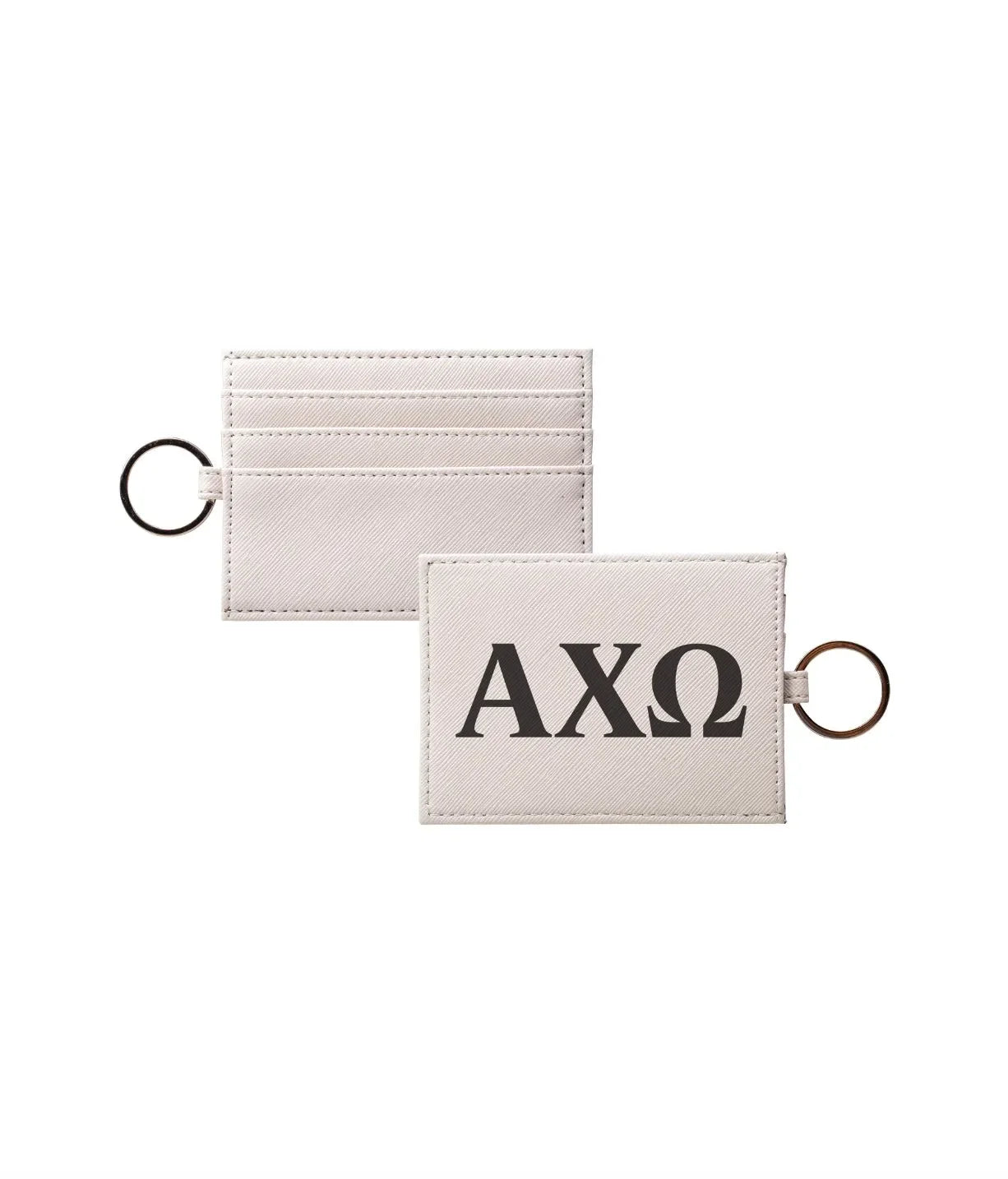 Alpha Chi Omega Vegan Saffiano Leather Keychain Card Holder Travel Wallet