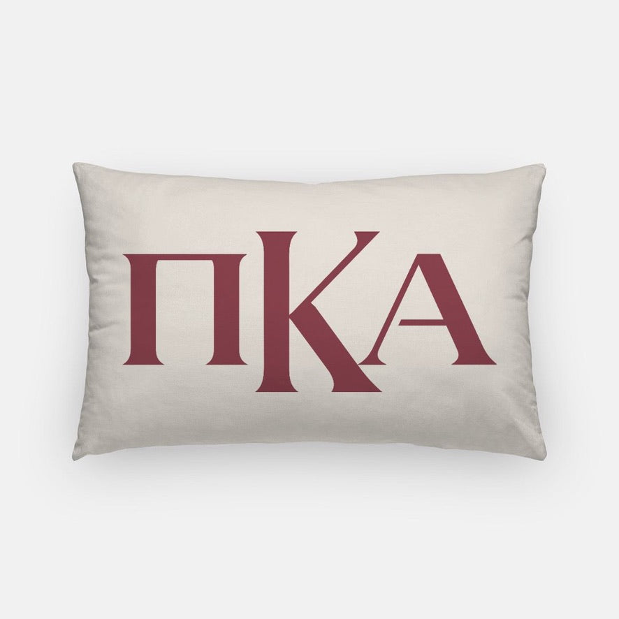 PIKE Lumbar Pillow Cover - Greek Letters Light Gold Garnet Pillow Covers