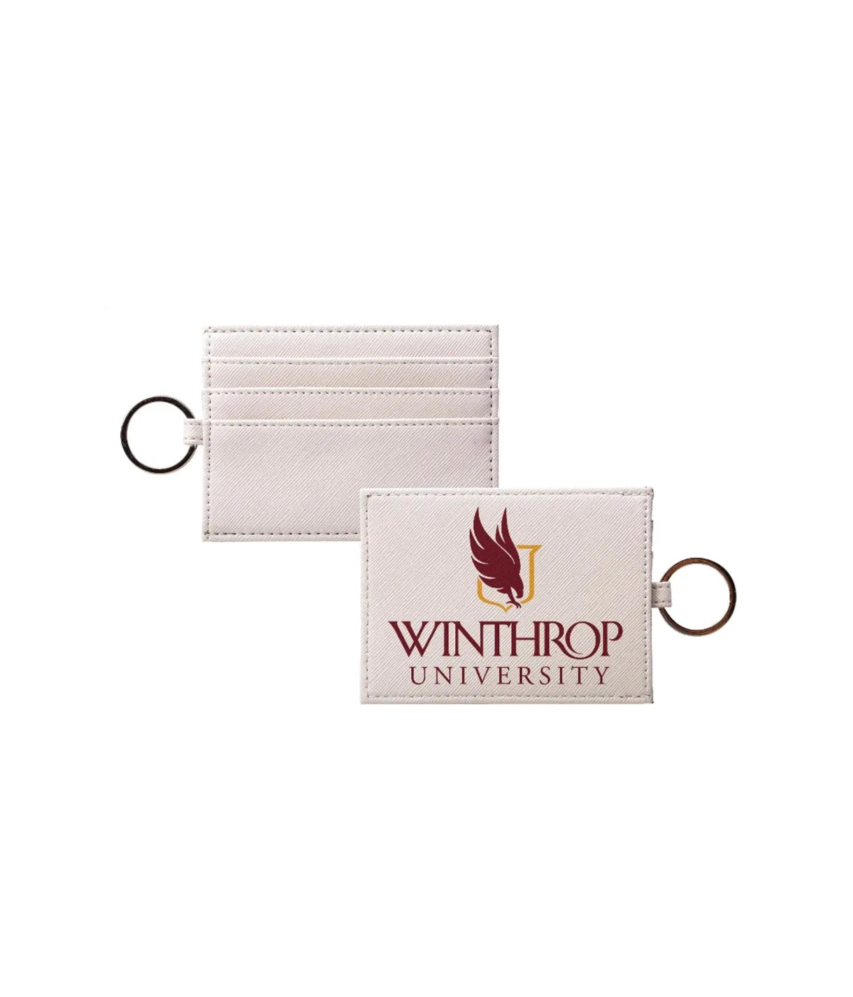 Winthrop University Vegan Saffiano Leather Keychain Card Holder Travel Wallet